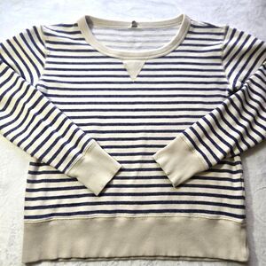 Fossil Long Sleeve Sweatshirt SZ M Round Neck Lightweight Jersey Ivory/Blue